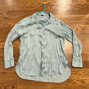Old Navy oversized silk button down Green Shirt